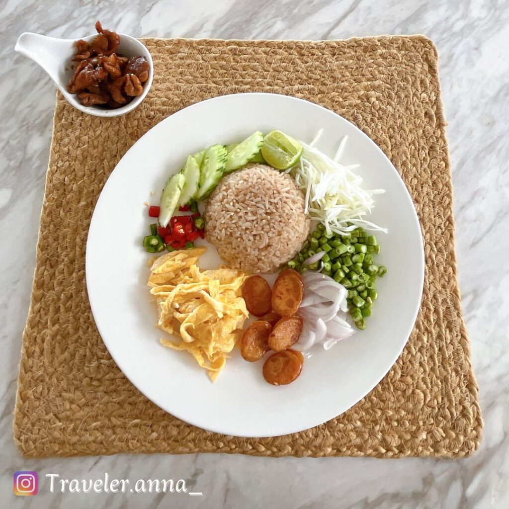 a plate of food on a place mat