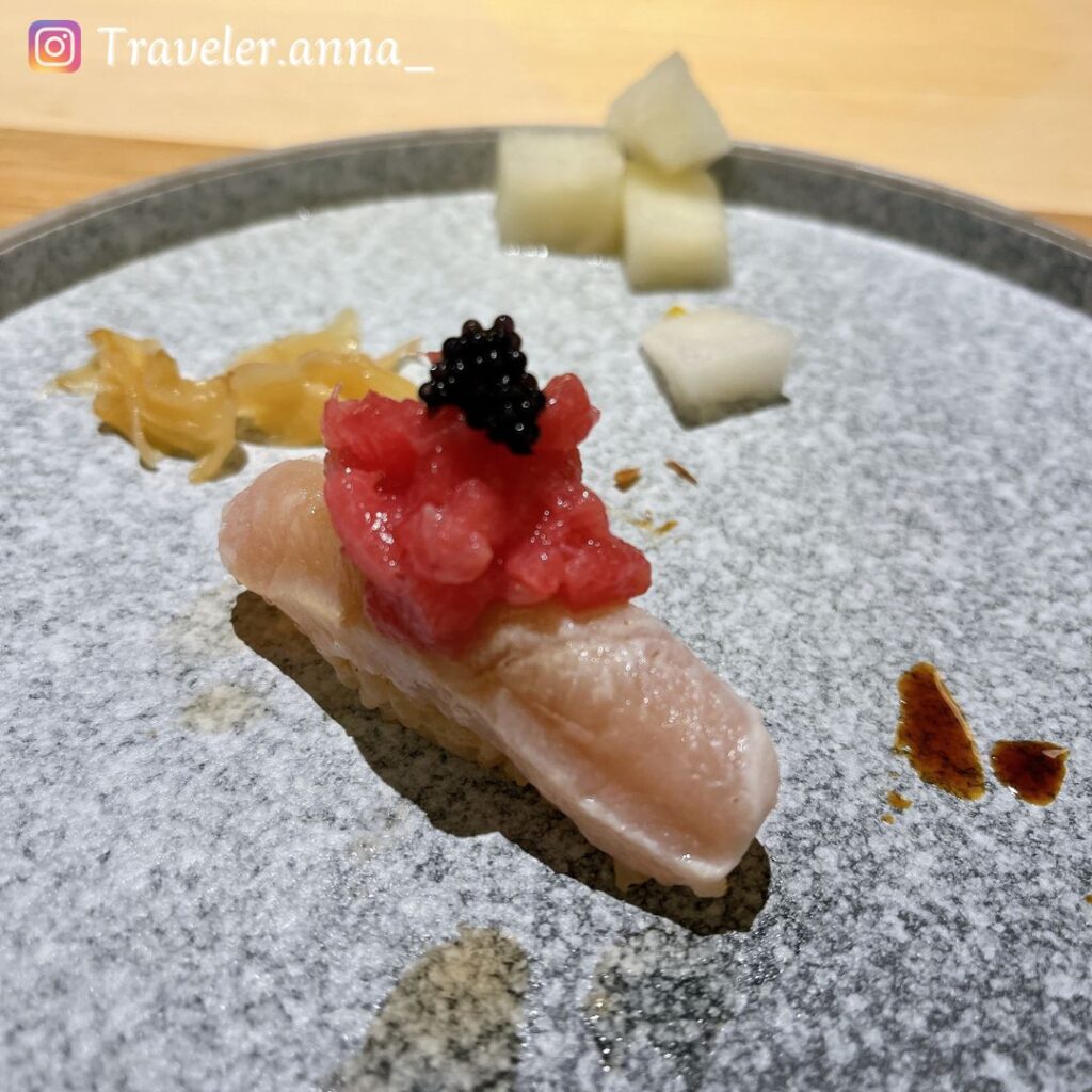 台北大直-米匠Mijian-traveleranna-鮮魚泥魚子醬握壽司